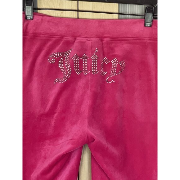 Juicy Couture Pink Velour Rhinestone Pull-On Flare Sweatpants Women's Sz S Pants - Picture 3 of 8